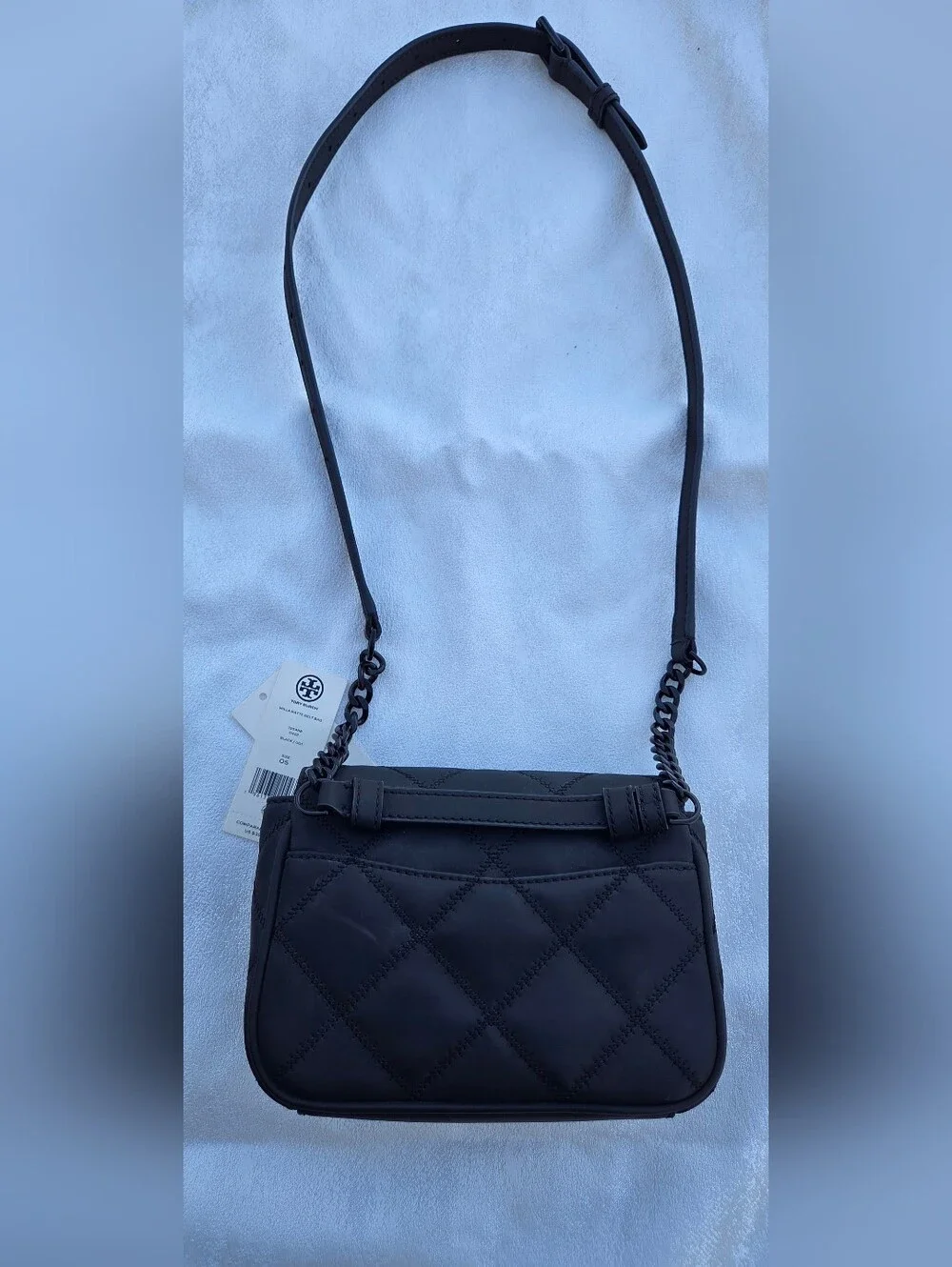 Tory Burch Black Quilted Logo Crossbody Bag
